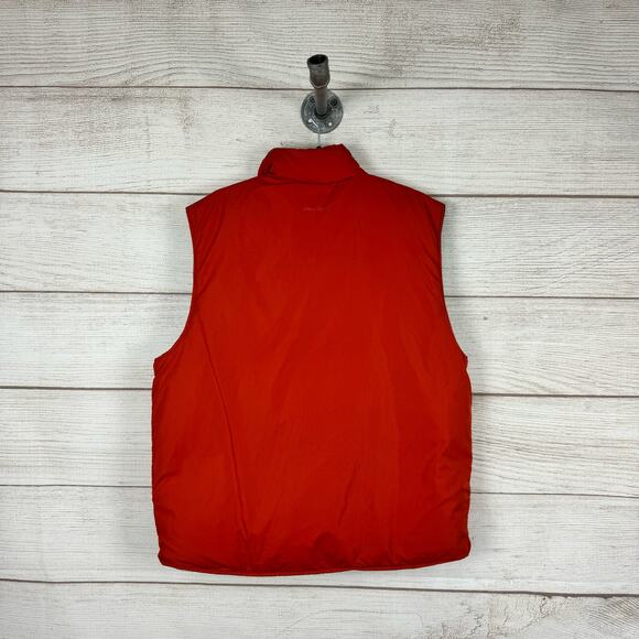 Eddie Bauer Men's Reversible Zip Up Down Orange/Navy Puffer Vest Size Large - Picture 14 of 15